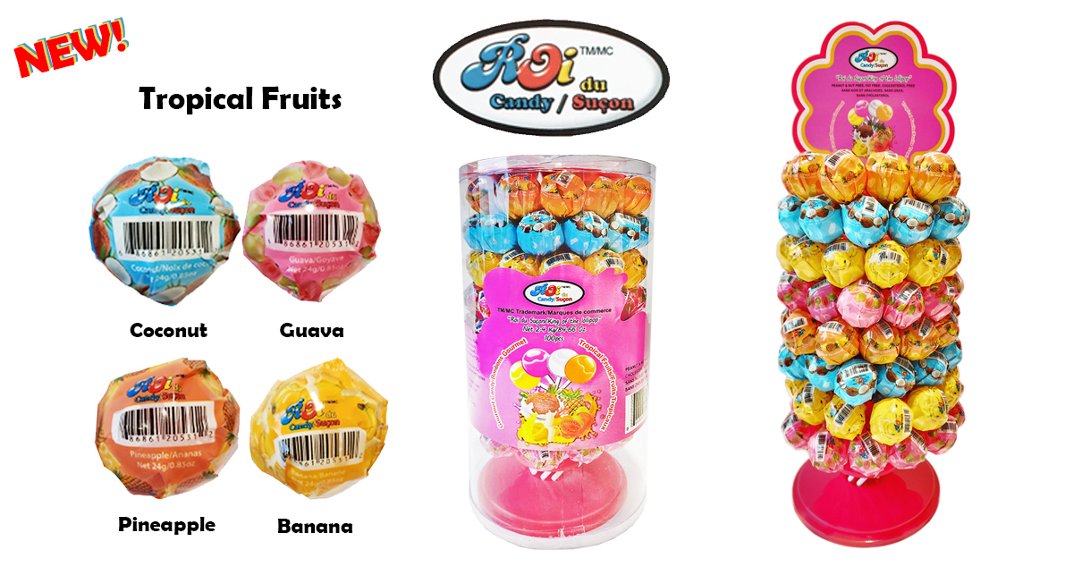Roi Pop lollipop! 'The King of the Lollipop!' with flavors of Pineapple, Guava, Banana, coconut